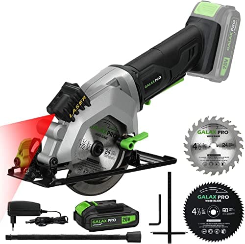 GALAX PRO Mini scie circulaire professionnelle sans fil 20 V 3400 tr/min angle réglable, profondeur de coupe maximale 42