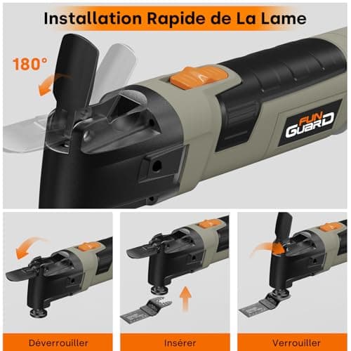 Outils Multifonctions Oscillants 300W, 6 Vitesses Variables 15000-22000RPM, 30 Accessoires pour Couper, Poncer, Gratter,