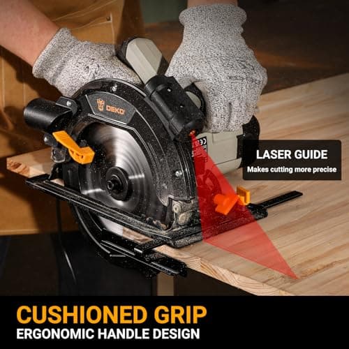 DEKOPRO Scie Circulaire 1400W Laser 190mm Bois PVC Coupe Précise