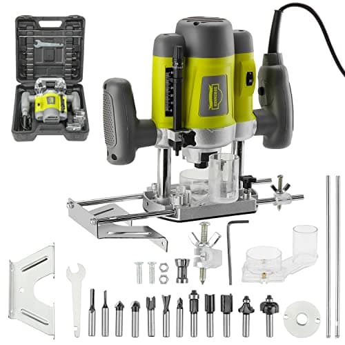 Déwinner 1200 W Défonceuse affleureuse électrique professionnelle bois plastic 6 vitesses réglage profondeur DEWINNER 12
