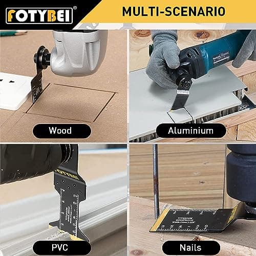 Outil Multifonction Lame de Scie Oscillante Titane, Lamelles Multifonction Plastique Bois Métal, Accessoires Parkside Bl