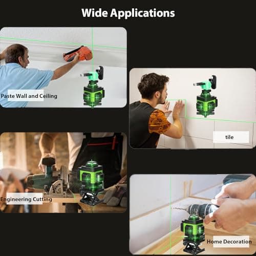 Laser Niveau 4x360° Rotatif Horizontal et Vertical, Nivellement Automatique, 2 Batteries Rechargeables, Avec Trépied