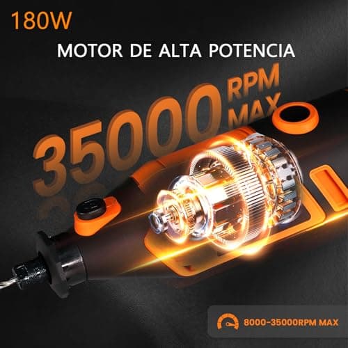 HARDELL Outil Rotatif Multifonction 180W pour Professionnels - 6 Vitesses Variables 8000-35000 tr/min, 61 Accessoires po