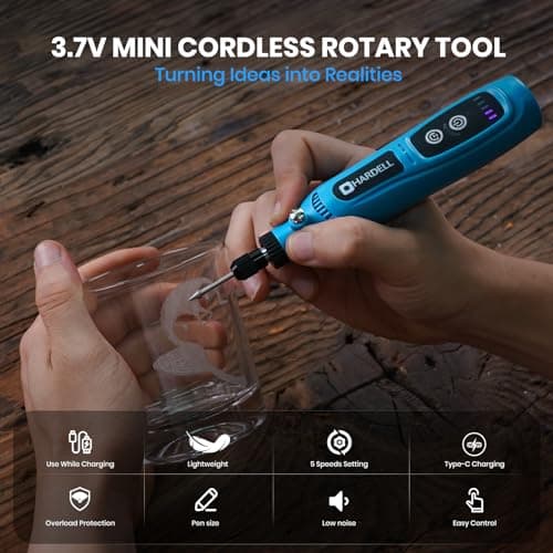 Outils Rotatif HARDELL Multifonction sans Fil, Mini Perceuse avec 5 Vitesses pour Gravure et Perçage, Outil avec 43 Acce