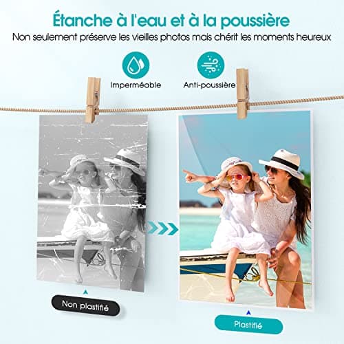 Crenova Plastifieuse A4 Multifonction Noire pour Maison et Bureau sans Bulles avec 10 Pochettes