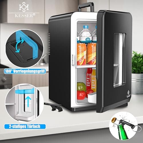 KESSER® Mini réfrigérateur 2 en 1 | Capacité de 15 litres | Idéal pour Campings et Pique-niques | Fonction de Chauffage