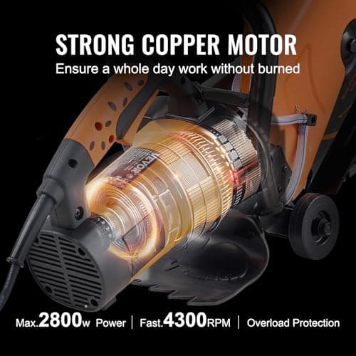 VEVOR Scie à béton électrique puissance élevée 2800 W pour professionnels en construction profondeur de coupe 127 mm sci