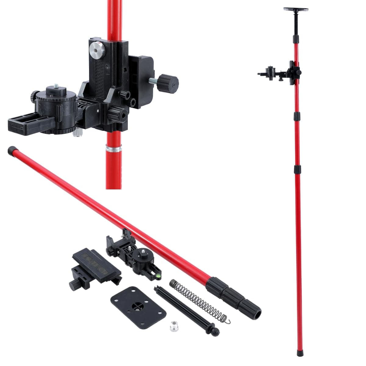 TOPWAY Tige Télescopique de Niveau Laser 115-300 cm pour Professionnels pour Haussement des Oeuvres d'Art avec Support R