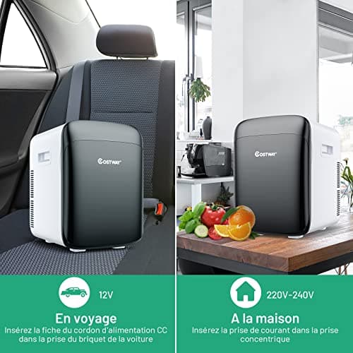 Réfrigérateur COSTWAY 15L portable, chauffant et refroidissant, pour maison et voiture (noir)