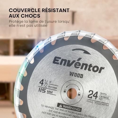 Enventor Lot de 3 Lames de Scie Circulaire TCT, pointe carbure, Lame Mini Scie Circulaire pour Bois et Matériaux Durcis,