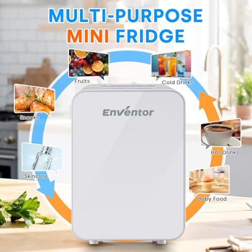 Enventor Mini Frigo Portable pour Voyage et Camping - 4 Litres - Refroidisseur et Réchauffeur - Blanc