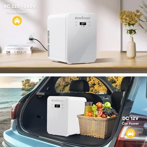 Enventor Mini Frigo de Chambre 10L, Compact Fridge Cosmétique pour Voitures et Chambres, Fonction Refroidissement et Cha