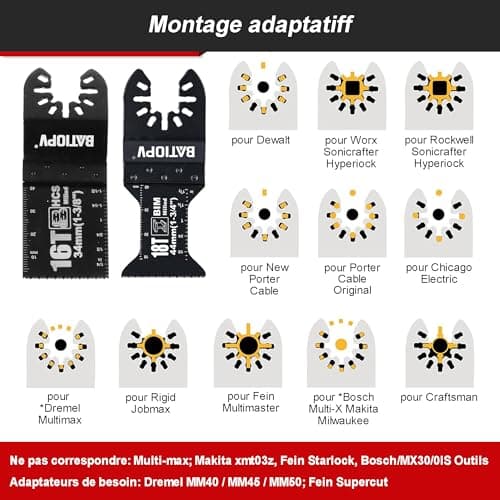 Scie Oscillante Makita Fein Dremel Dewalt 22Pcs Lame Universelle Precise et Durables Coupe Bois Métal Clous Plastique