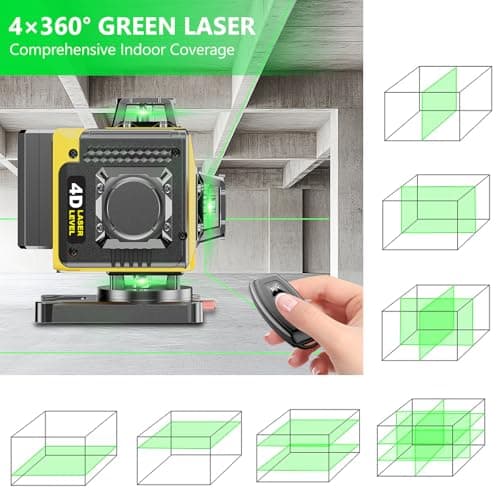 Mode Impulsion Niveau Laser 360° x 4 16 Lignes Autonivelant x USA x Professionnels x Construction y Jardinage z Offices