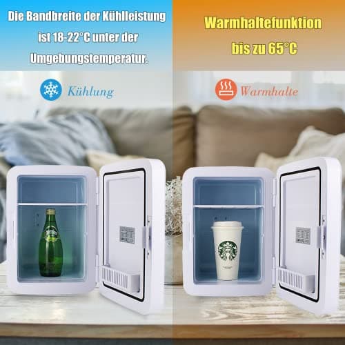 Mini réfrigérateur silencieux pour voiture bureau chambre (10 Litres, Blanc)