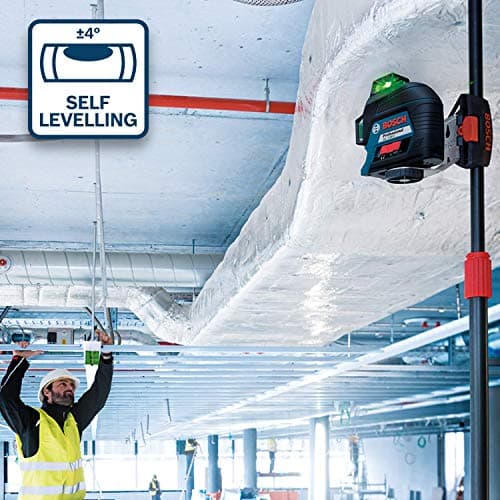 Bosch Professional niveau laser Greene Lumière GLL 3-80 G pour intérieur - Portée jusqu'à 30 m - 4 piles AA - Coffret de