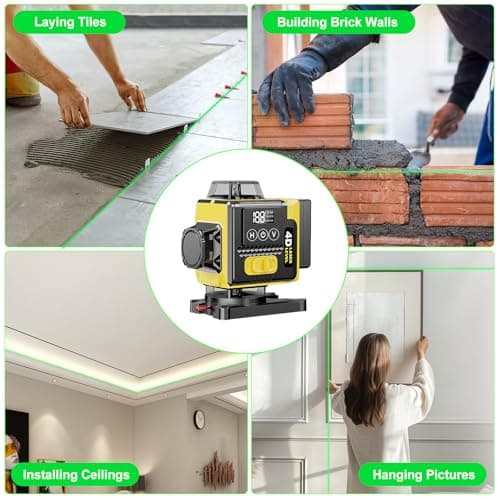 Mode Impulsion Niveau Laser 360° x 4 16 Lignes Autonivelant x USA x Professionnels x Construction y Jardinage z Offices