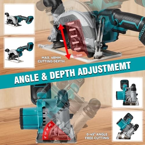 ONEVAN mini scie circulaire sans fil Makita, scie circulaire 18V pour Makita, batterie incluse pour pro (Professionnels)