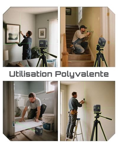 LASGOO Mini niveau laser vert automatique, conception compacte idéale pour les travaux de construction et d'installation