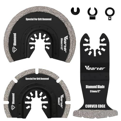 Outils multifonctions diamantés Lot de 3 pour carreaux en céramique et maçonnerie, adaptateur inclus, lames de scie et o