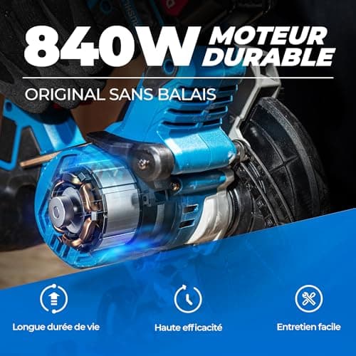 Tronçonneuse circulaire sans fil Dong Cheng Ø165 mm - 5000 RPM - Coupe profonde en bois - Guide rail inclus - Idéale pou