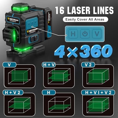 Niveau Laser Chantier Autonivelant 4×360° Batterie 2×5000 mAh Indice IP54 Batiment Carreaux