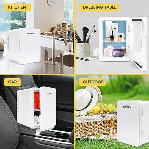 Enventor Mini Frigo Portable pour Voyage et Camping, Refroidisseur et Chauffeur de Boissons, 4 Litres, Blanc