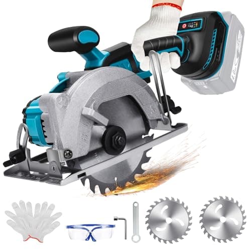 Scie circulaire sans fil Makita 18 V, mini scie circulaire sans balais 2 lames 140 mm, coupe diagonale 6200 tr/min, idéa