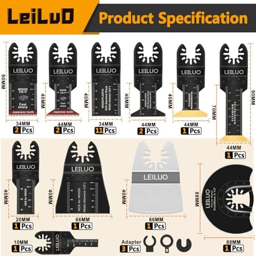 LEILUO Kit d'accessoires oscillant multitool 155 pièces Pour bricoleurs et professionnels Compatible avec DeWalt Dremel