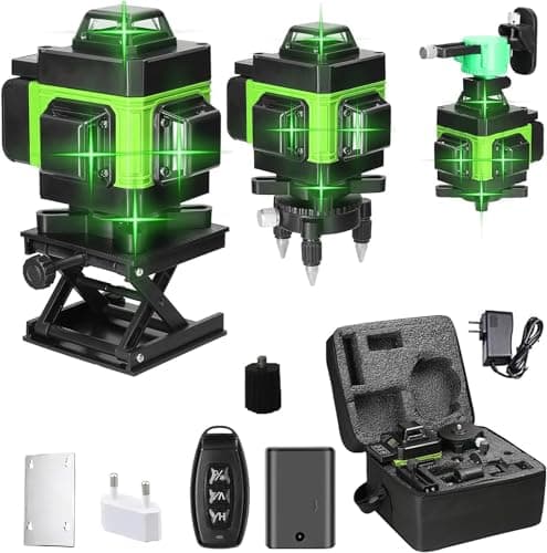 Niveau laser 4D 16 Lignes Niveau Laser Vertical Horizontal Autonivelant 4 x 360° 2600 mA Batteries rechargeables IP54 Su