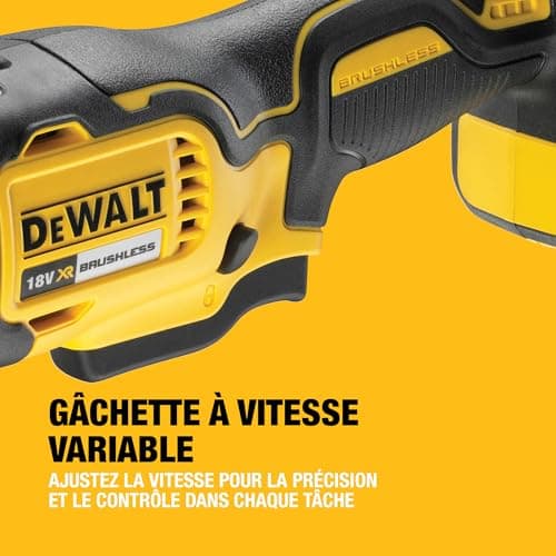 Outil multifonction DEWALT oscillant sans fil Brushless XR 18V DCS355N-XJ, kit coupe ponçage 29 pièces pour professionne