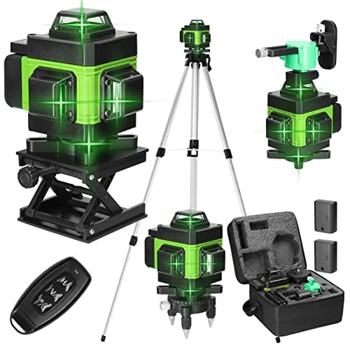 KKnoon Niveau laser 4D 16 lignes horizontales et verticales pour trépied - Régulier sur 3 hauteurs, avec 2 piles recharg
