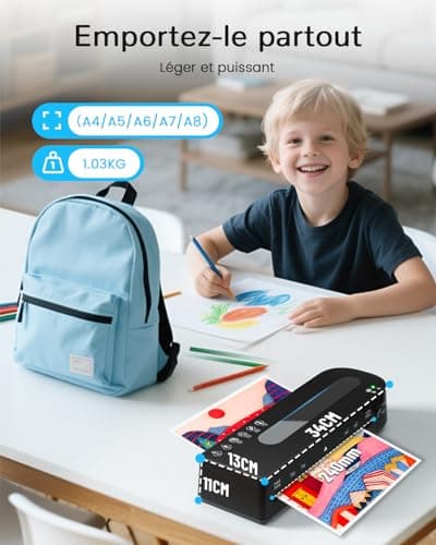 MAXDONE Plastifieuse A4 Chaud/Froid Noire - Feuille Plastifieuse tout Format avec 10 Pochettes, Machine Anti-Bourrage 80