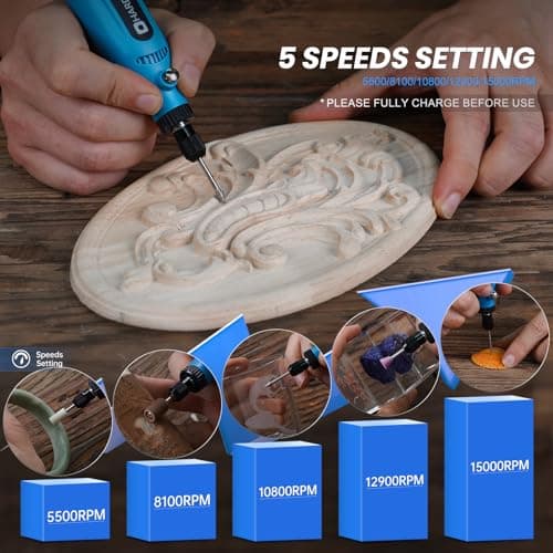Outils Rotatif HARDELL Multifonction sans Fil, Mini Perceuse avec 5 Vitesses pour Gravure et Perçage, Outil avec 43 Acce