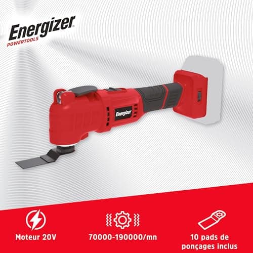 ENERGIZER Outil Multifonction Sans Fil 6 Vitesses Soft Grip Grattage Sablage Façonnage 7000-19000 O/min Accès Inclus Bat