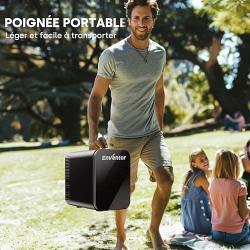 Enventor Mini-Frigo 4L, Refroidissement et Chauffage, Pour Voiture et Chambre, Fonction Multi-Usage, Silencieux et Compa