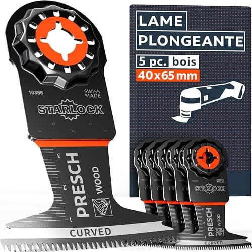 Presch Lame Scie Oscillante Bois et Métal 25x10mm - Dents BI pointues & forme coudée pour résultats précis - Lame Outil — Bois 65mm