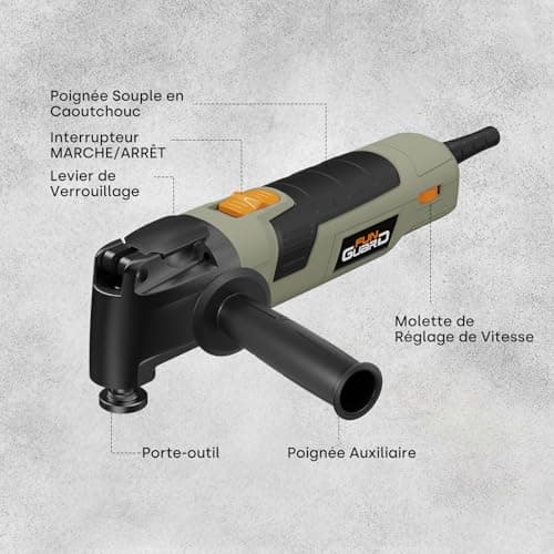 Outils Multifonctions Oscillants 300W, 6 Vitesses Variables 15000-22000RPM, 30 Accessoires pour Couper, Poncer, Gratter,