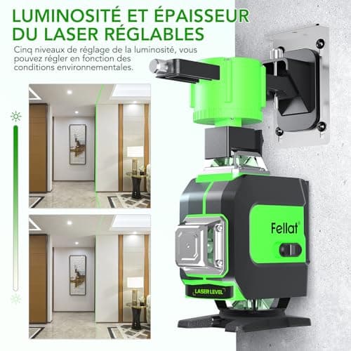 Laser FELLAT Autonivelant 4D 16 Lignes pourChantier avec Base de Levage et Batterie Réchargeable