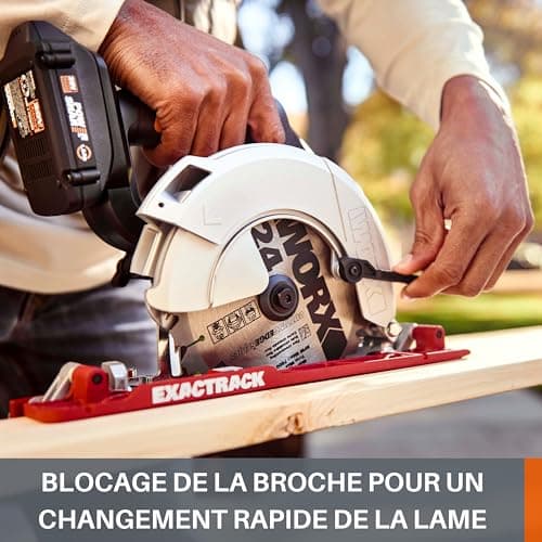WORX Scie Circulaire Sans Fil 20V Tous Type de Coupes Avec Adaptateur Aspiration et Lame Bois Système ExacTrack ⌀ Max 55