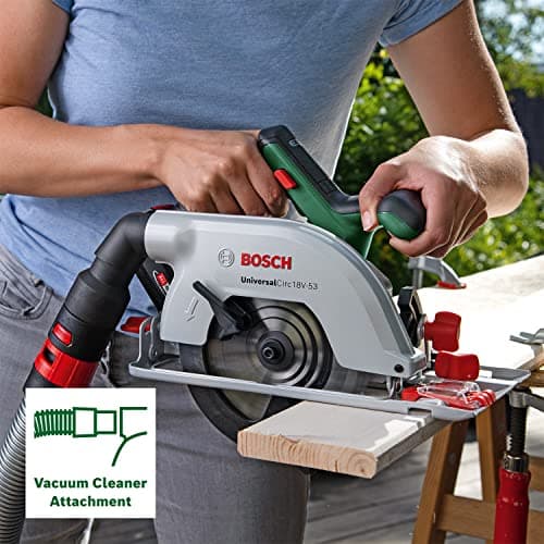 Scie circulaire Bosch sans fil 18V-53 pour coupes précises dans le bois -Profondeur de coupe maximale 53 mm -Système 18V