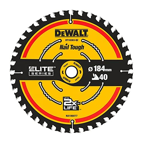 DEWALT Lame de Scie Circulaire Portative pour Professionnels - Ø184mm - Épaisseur 1,65mm - 40 Dents - Taille de l'Alésag