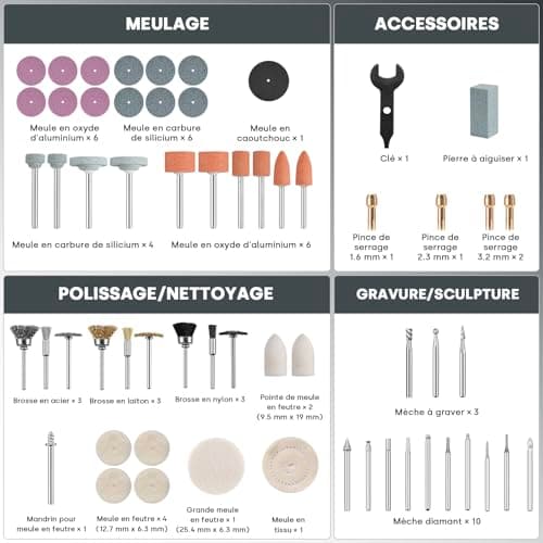 Enventor Coffret de 361 Accessoires d'Outils Rotatifs Universels, Kit d'Outils Rotatifs pour Bricolage et Sculpture, Idé