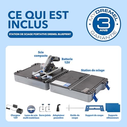 Dremel Blueprint 12V Station de Sciage Portative avec 1x Scie Compacte et 1x Station de Sciage pour Professionnels et Am