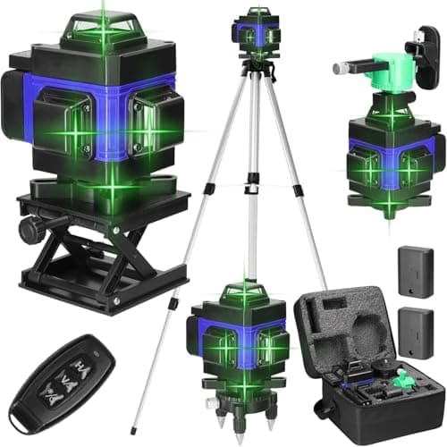 Laser à lignes croisées Hancaner autonivelant 25m, trépied 1,5m, 4 x 360°, 16 lignes, 2 batteries 2400 mAh, fixation mur