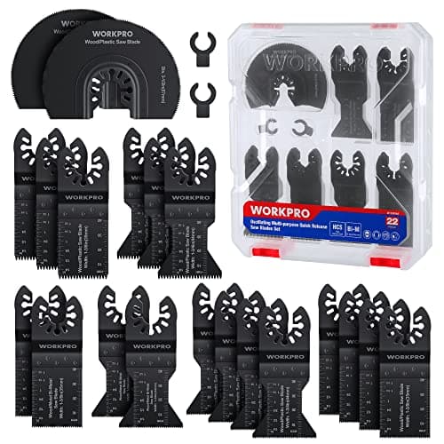 WORKPRO Oscillantes + Accessoires Multifonction + Bois + Clous + Métal + Plastique + Coffret 22 Pièces + Meilleures Mots