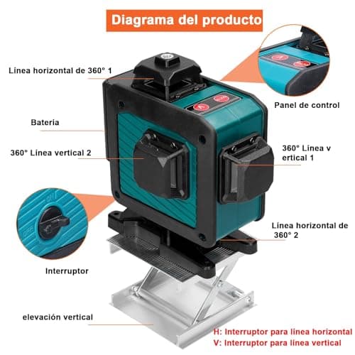Laser niveau multifonction 16 lignes autonivelant 3°outil omnidirectionnel ligne autocollante mur sol haute précision 1,