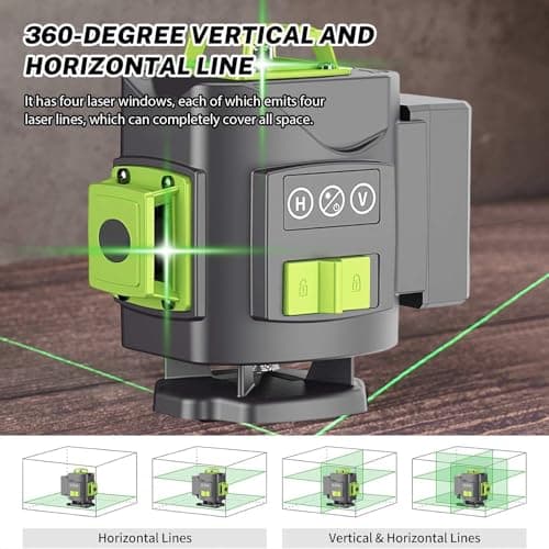 Niveau laser Autonivelant Vert 4D 16 Ligne + Télécommande Intégrée (Avec Base)