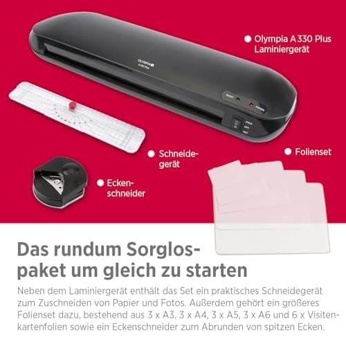Titre SEO optimisé : Olympia A330 Plus Set 4 en 1 Plastifieuse Noir Économique et Pratique pour Maison et Bureau avec Fo