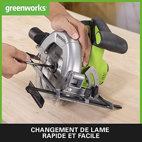 Greenworks Scie circulaire sans fil 24V GD24KSK2, lame Ø165 x Ø20 mm, profondeur de coupe : 67 mm, batterie 2Ah, chargeu